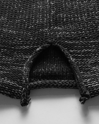 COTTON SLIT BEANIE - BLACK/ GREY MELANGE