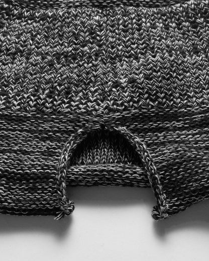 COTTON SLIT BEANIE - LIGHT GREY AND BLACK