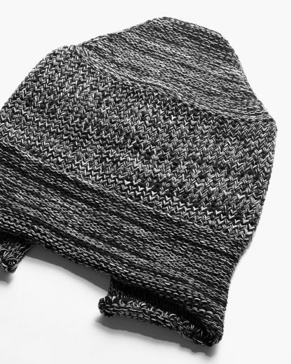 COTTON SLIT BEANIE - LIGHT GREY AND BLACK