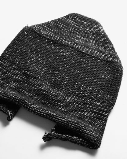 COTTON SLIT BEANIE - BLACK/ GREY MELANGE