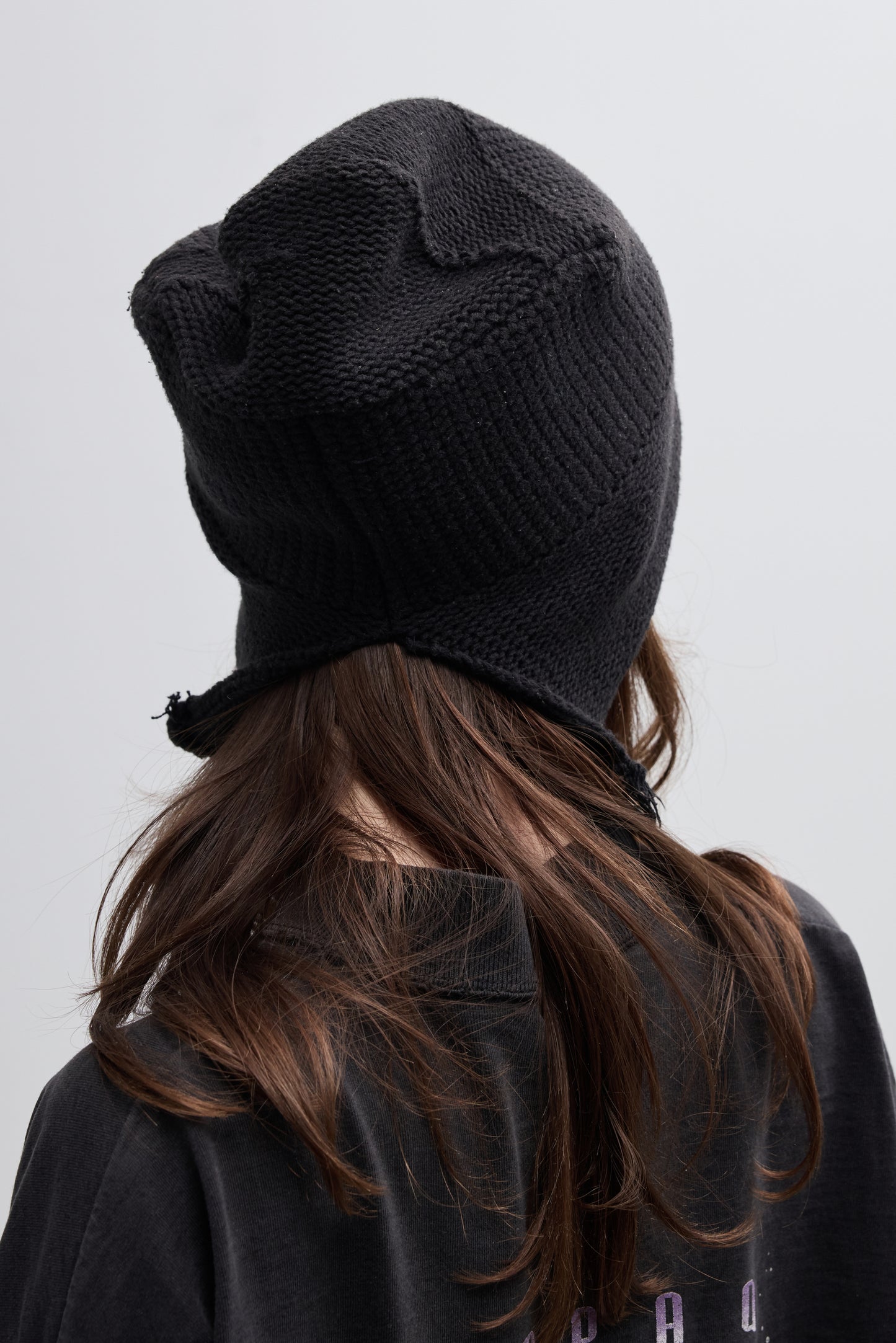 COTTON SLIT BEANIE - BLACK