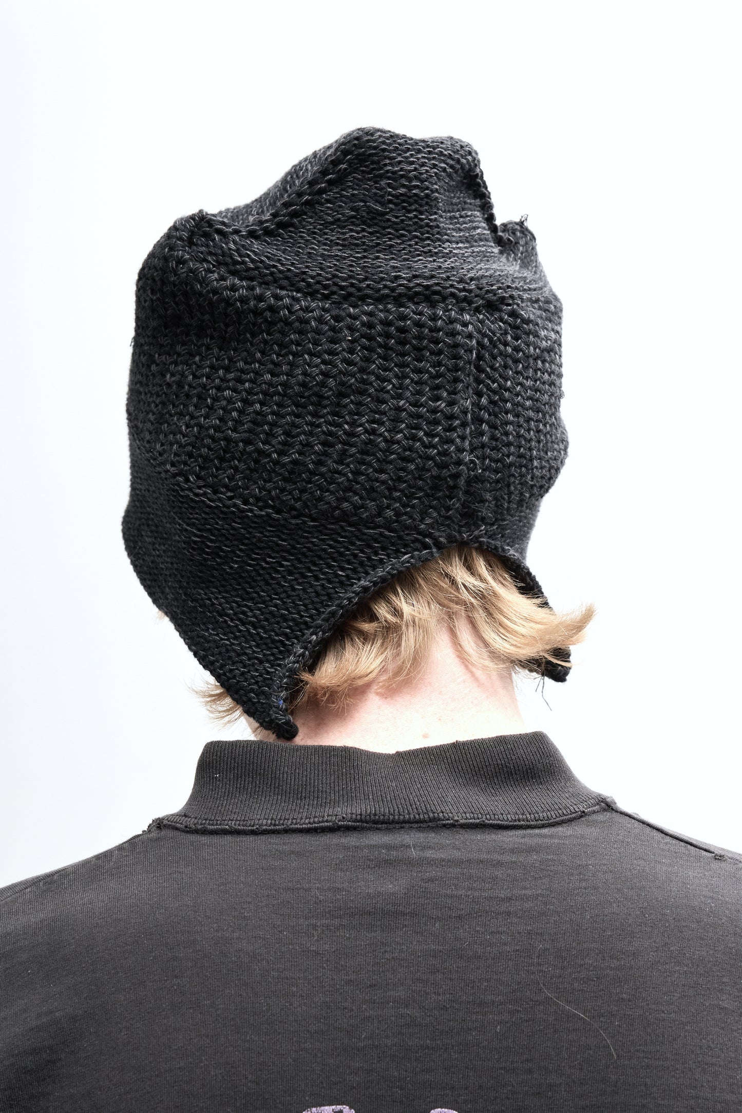 COTTON SLIT BEANIE - DARK GREY/BLACK