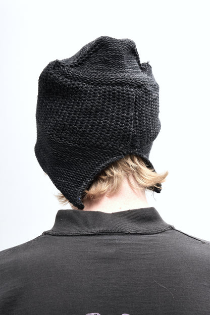 COTTON SLIT BEANIE - DARK GREY/BLACK