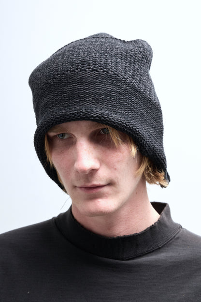 COTTON SLIT BEANIE - DARK GREY/BLACK