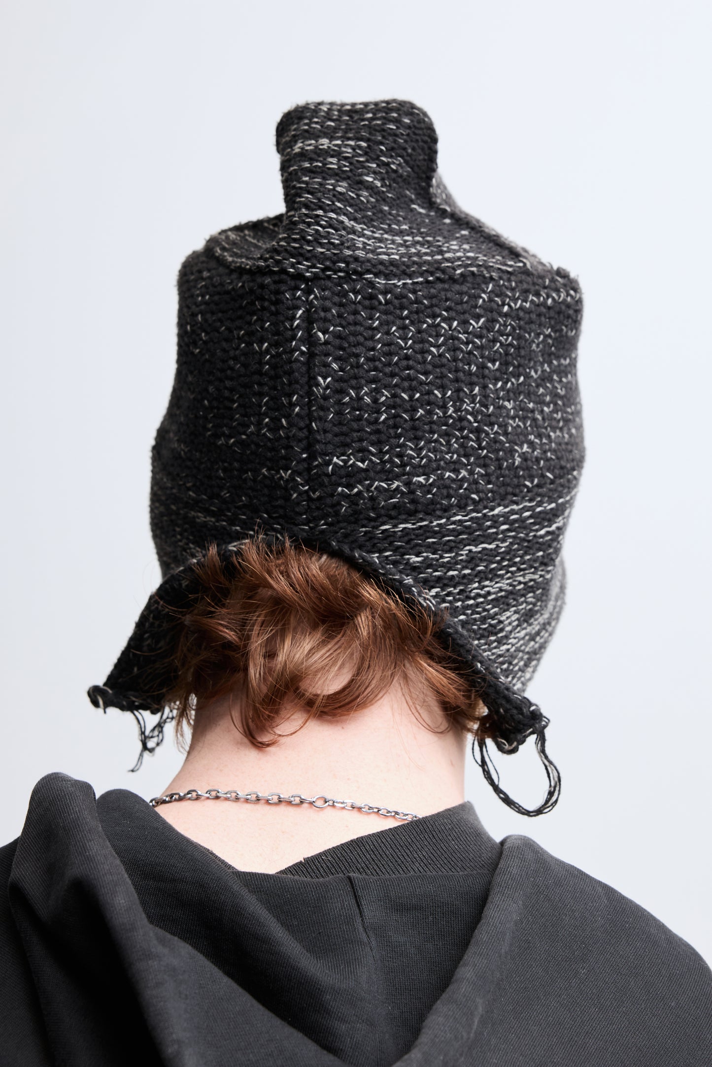 COTTON SLIT BEANIE - BLACK/ GREY MELANGE